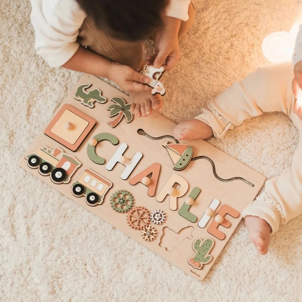 Personalized Wooden Name Puzzle for Toddlers - Custom Educational Toy for Letter Recognition and Fine Motor Skills 0