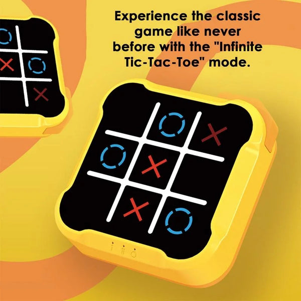 Portable Electronic Tic-Tac-Toe Game for Kids and Adults – Educational Puzzle Board in Orange and Yellow, Compact and Durable Design 1