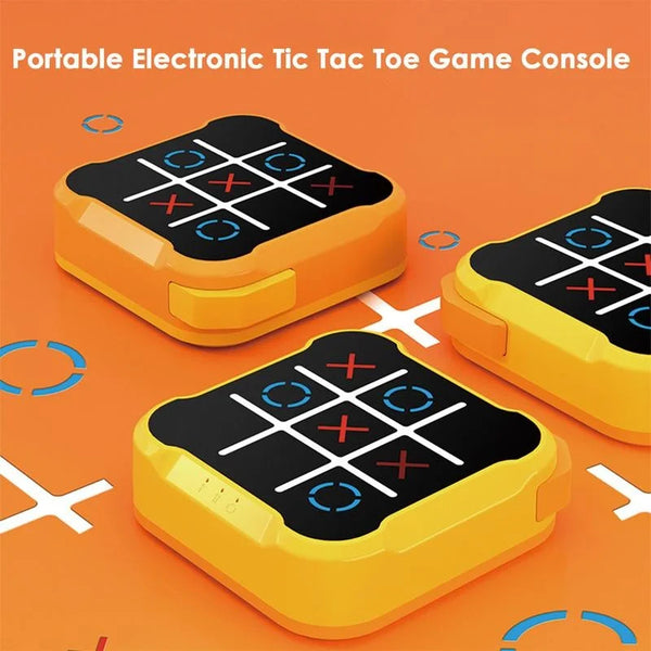 Portable Electronic Tic-Tac-Toe Game for Kids and Adults – Educational Puzzle Board in Orange and Yellow, Compact and Durable Design 2