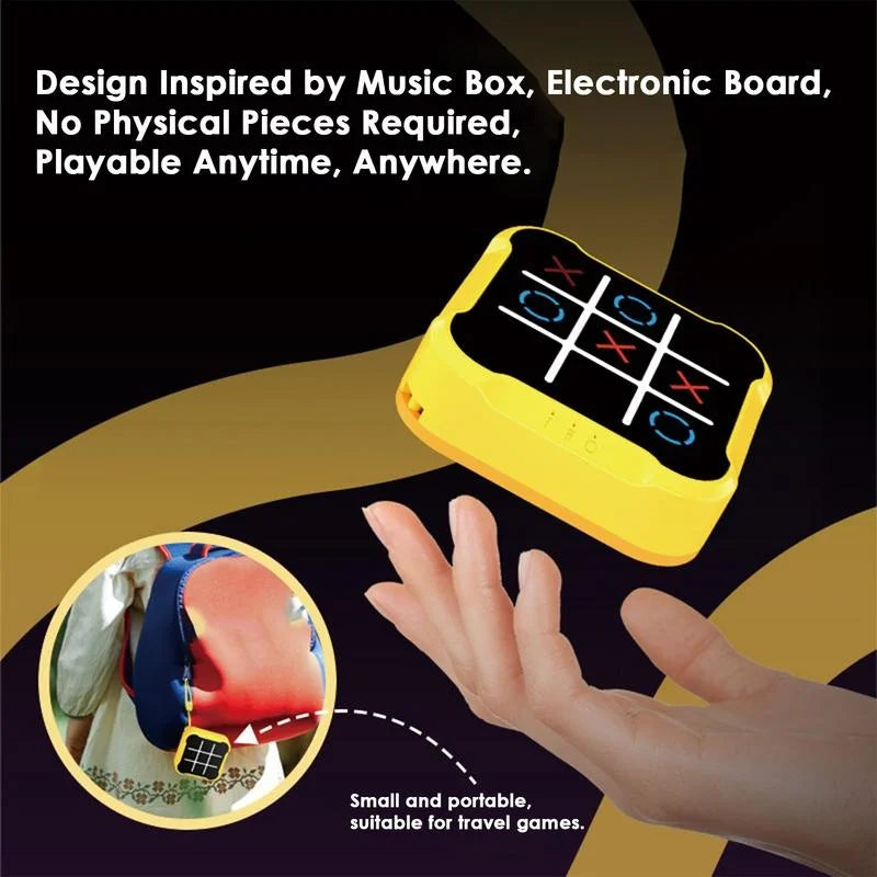 Portable Electronic Tic-Tac-Toe Game for Kids and Adults – Educational Puzzle Board in Orange and Yellow, Compact and Durable Design 4