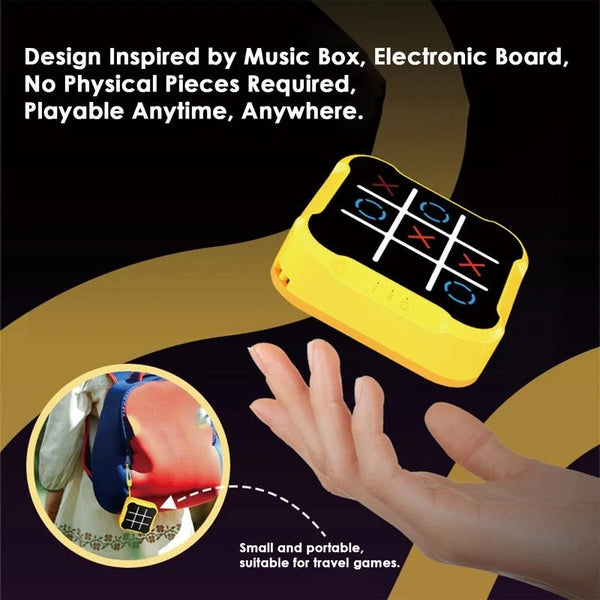 Portable Electronic Tic-Tac-Toe Game for Kids and Adults – Educational Puzzle Board in Orange and Yellow, Compact and Durable Design 4