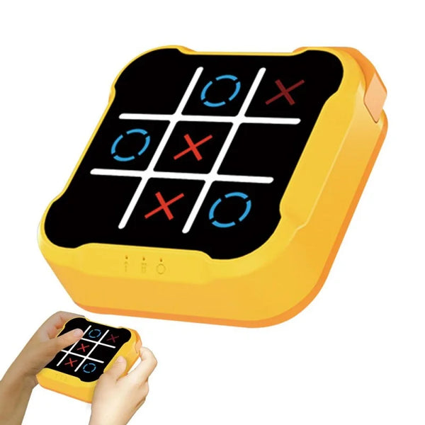 Portable Electronic Tic-Tac-Toe Game for Kids and Adults – Educational Puzzle Board in Orange and Yellow, Compact and Durable Design 8
