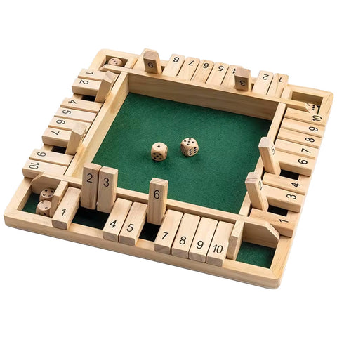 Shut the Box Dice Game – Educational Wooden Game for Math Skills and Strategic Thinking, Compact and Portable for All Ages 0