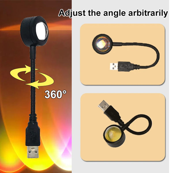 USB Sunset Lamp - LED Rainbow Neon Night Light Projector for Bedroom Decor 2