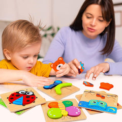 Wooden Animal Puzzle Set for Toddlers – 6 Engaging Animal Puzzles for Cognitive Development 1