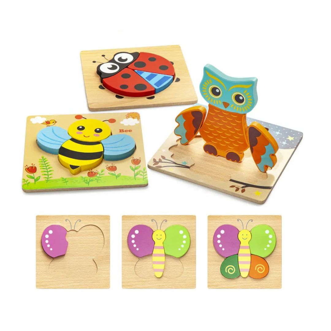 Wooden Animal Puzzle Set for Toddlers – 6 Engaging Animal Puzzles for Cognitive Development 2