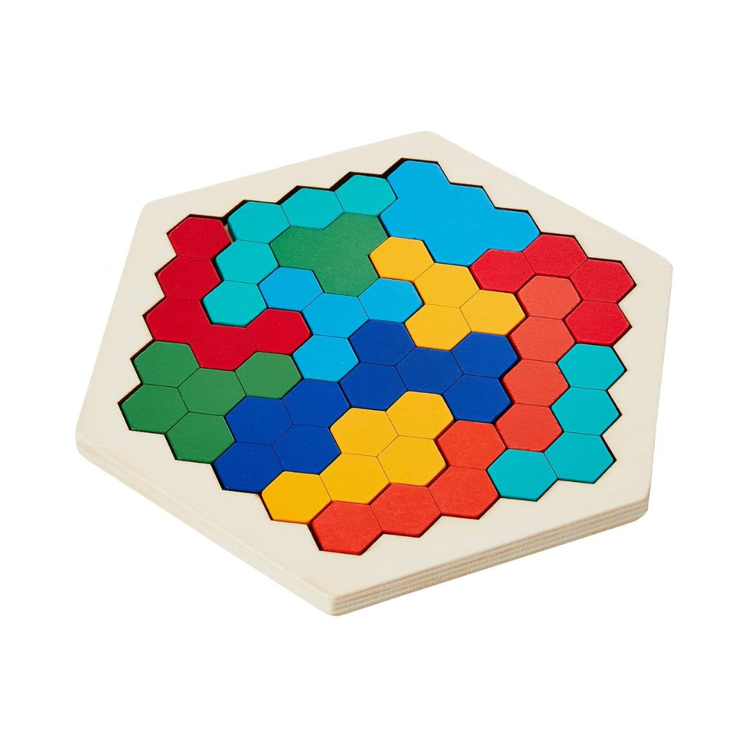 Wooden Hexagon Puzzle – Educational Toy for 3 to 5 Year Olds, Cognitive Development Learning Toy for Kids, Multicolor 0
