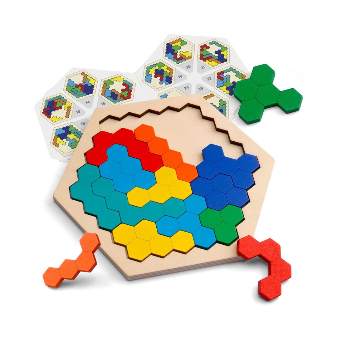 Wooden Hexagon Puzzle – Educational Toy for 3 to 5 Year Olds, Cognitive Development Learning Toy for Kids, Multicolor 1