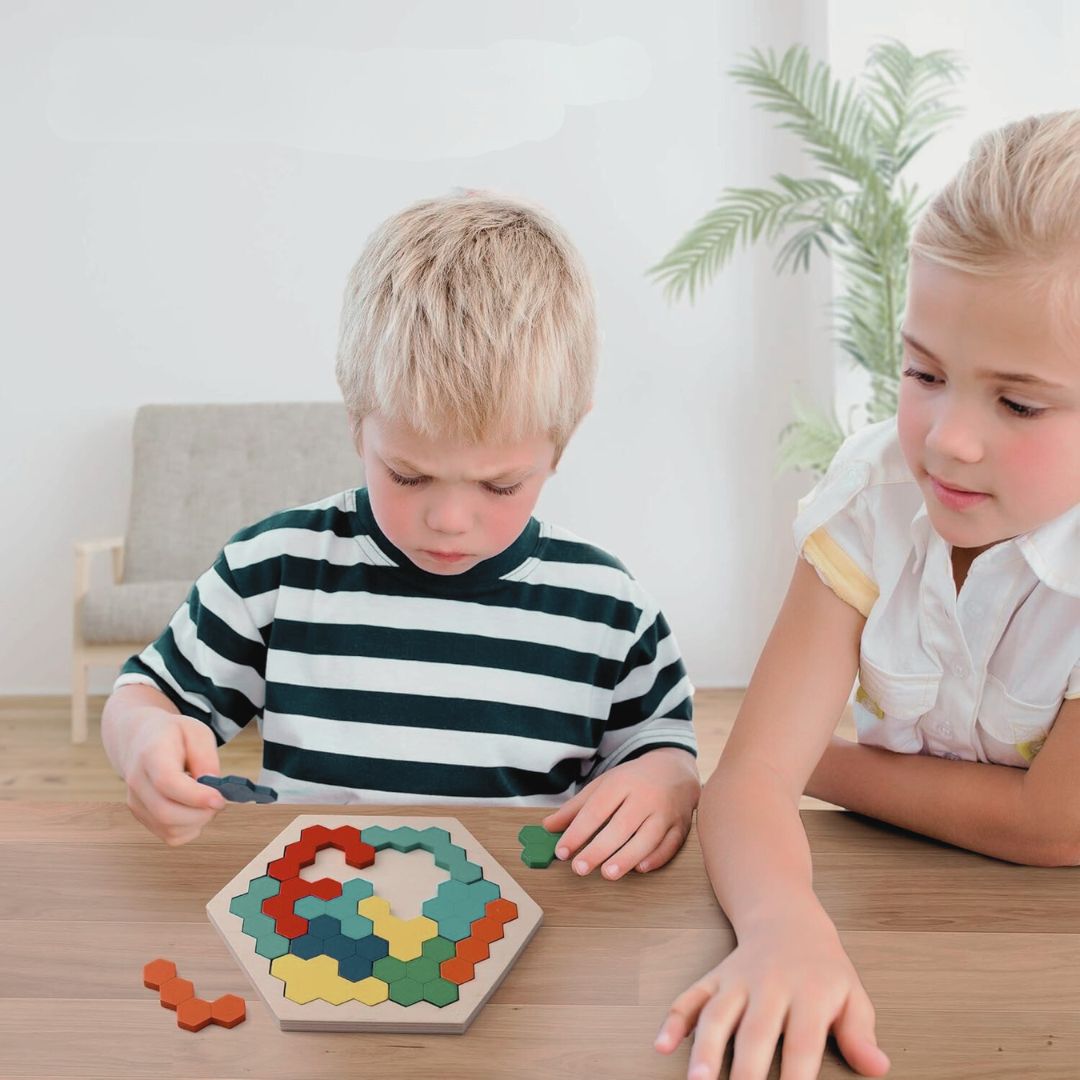 Wooden Hexagon Puzzle – Educational Toy for 3 to 5 Year Olds, Cognitive Development Learning Toy for Kids, Multicolor 2