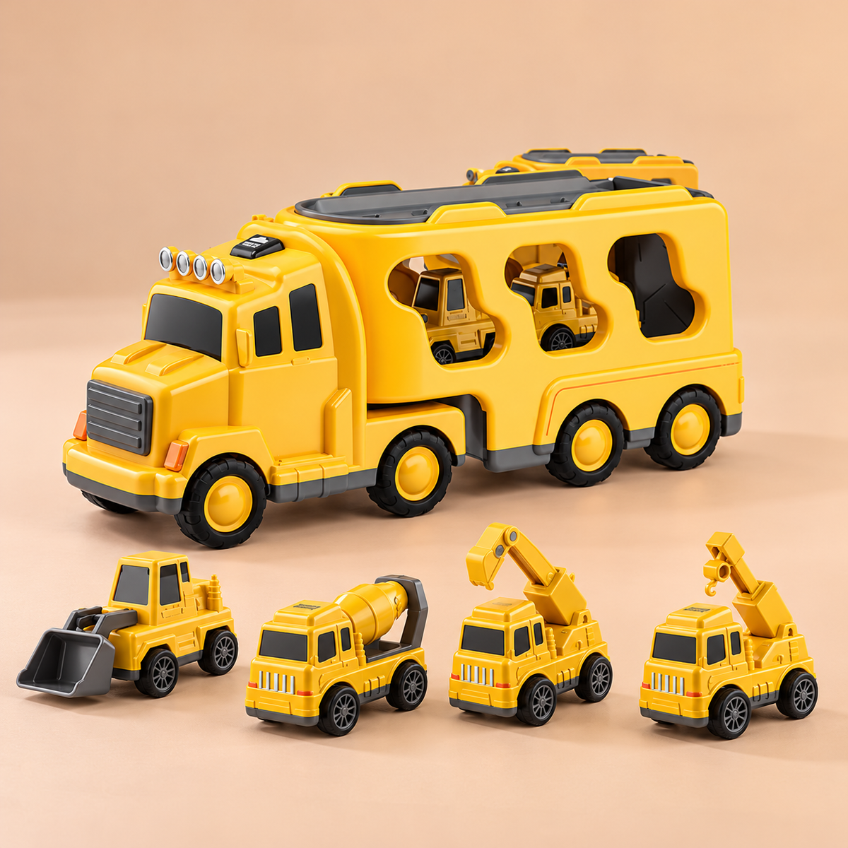 5-in-1 Carrier Truck Set - Engineering/Fire/Police Vehicle Set
