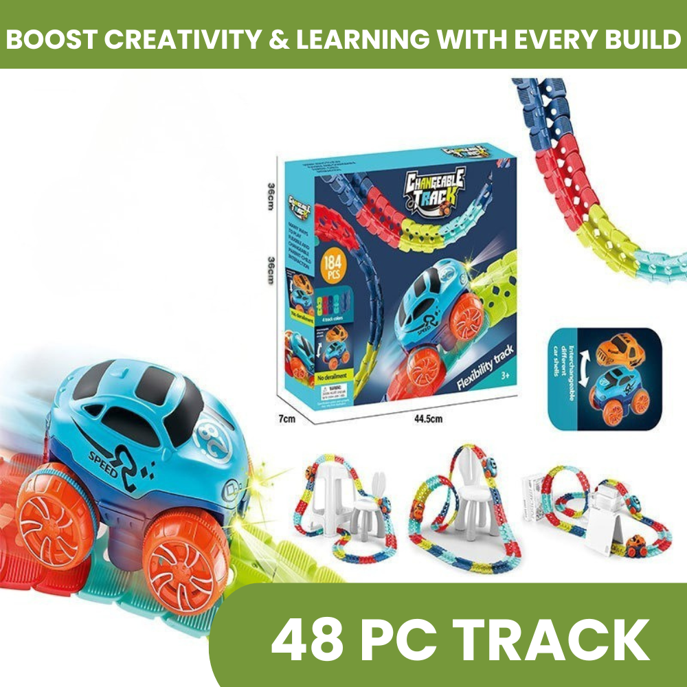 Magnetic Race Track Set for Kids with Self-Driving Car – 30 Flexible Pieces for Endless Creative Layouts 5