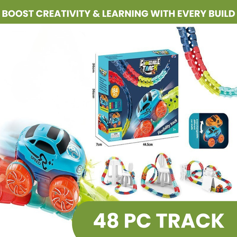 Magnetic Race Track Set for Kids with Self-Driving Car – 30 Flexible Pieces for Endless Creative Layouts 5