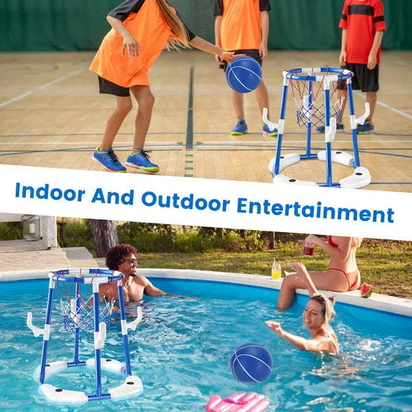 Pool Basketball Hoop Game Set – Floating Water Basketball for Kids & Family