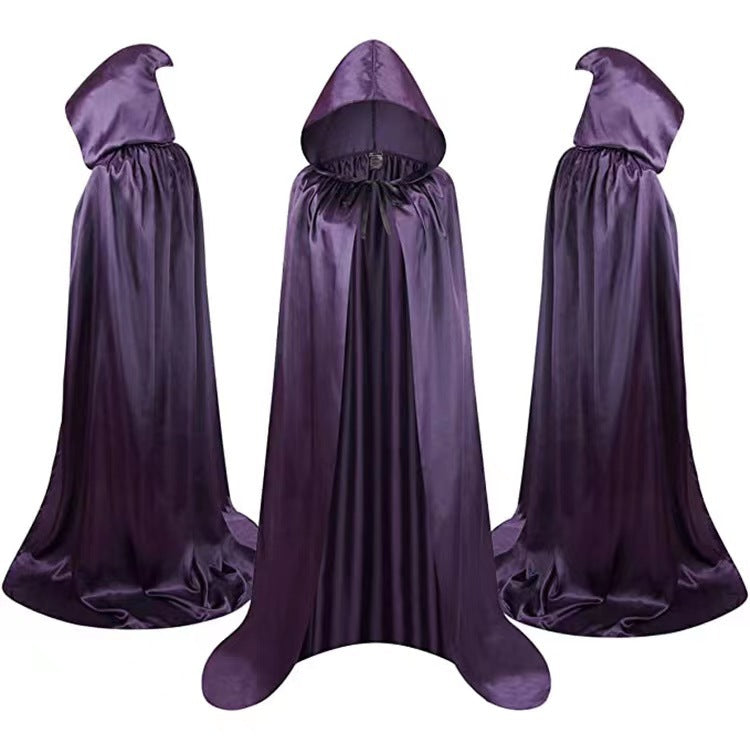 Purple hooded wizard cape kids