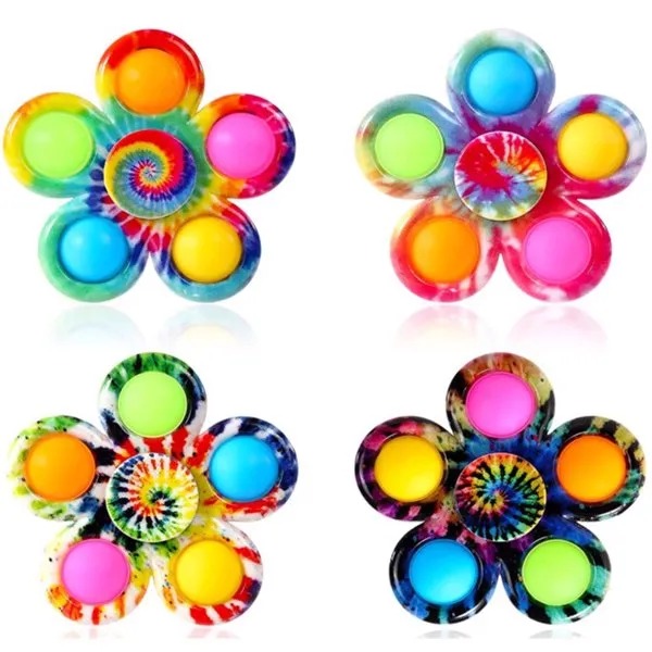 Pop It Fidget Spinner Set – 4 Pack Sensory Stress Relief Toys for Kids
