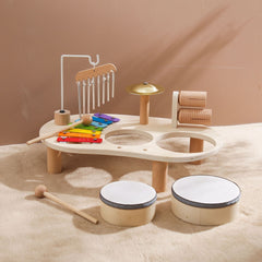 Montessori Wooden Musical Instruments Set – Kids Drum & Xylophone Play Table