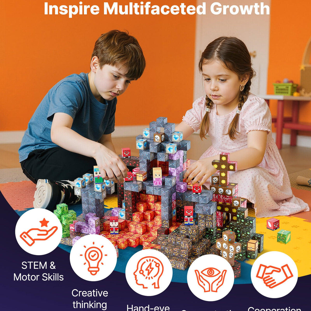 Montessori Lava Dominion Magnetic Building 150pc Blocks