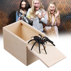 Prank spider jump-scare wooden box