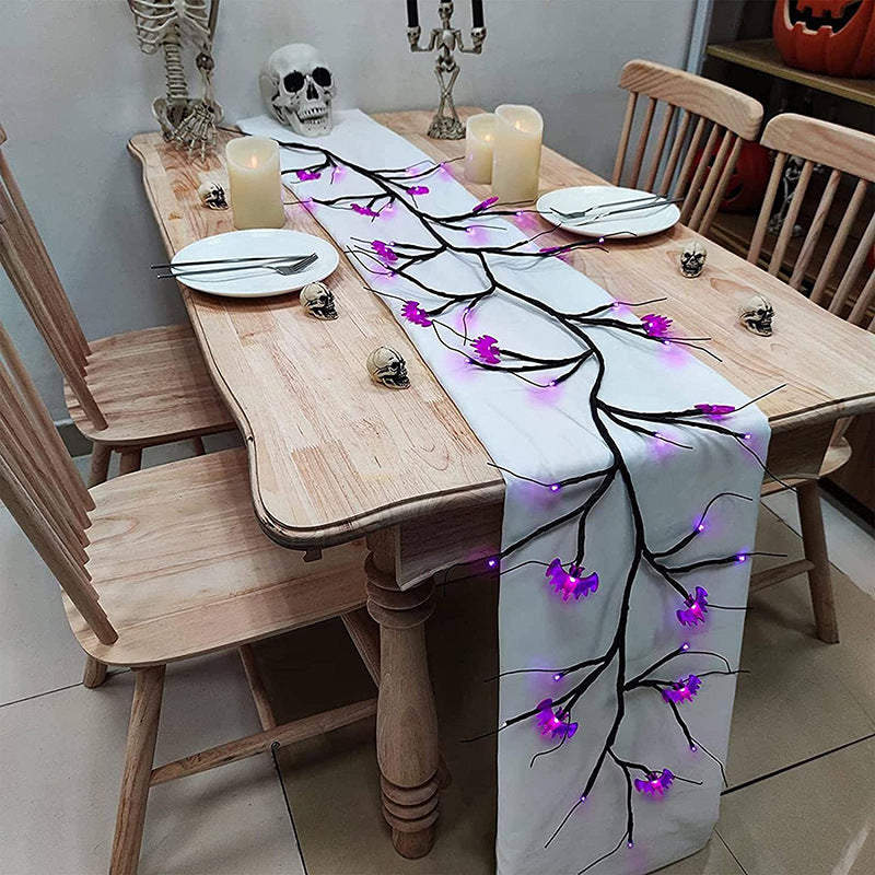 Vine lights wrapped around a bannister