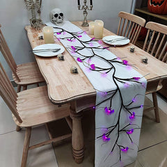 Vine lights wrapped around a bannister