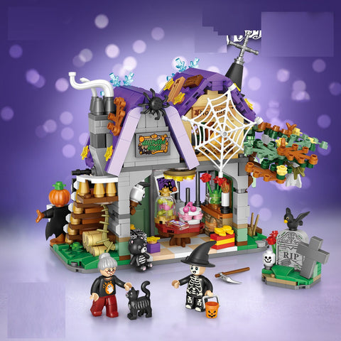 The Haunted Carriage Brick Set fully built