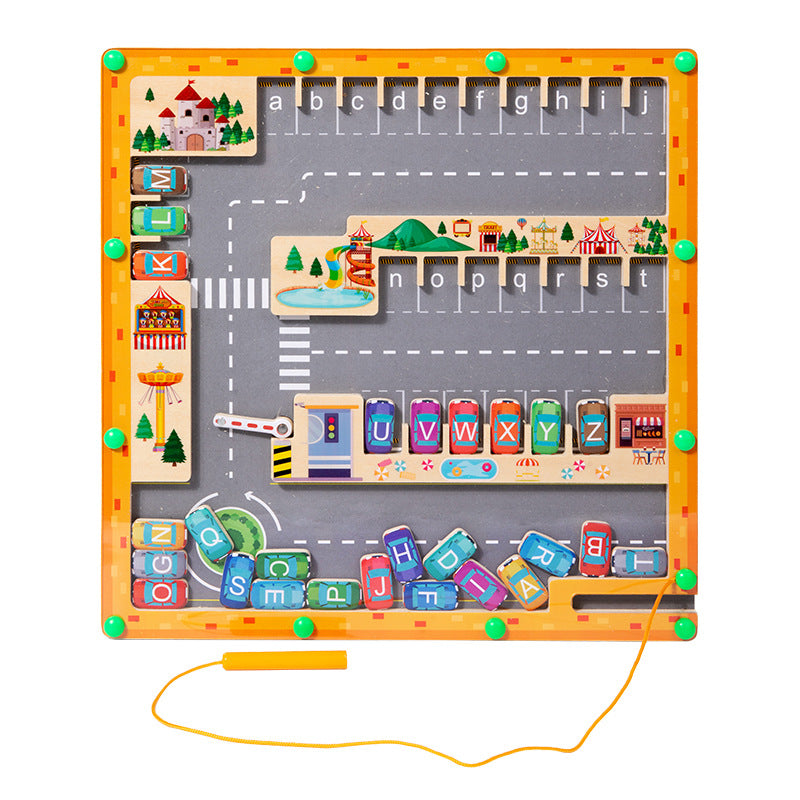 Alphabet Parking Game – Montessori Letter Learning Car Board Toy