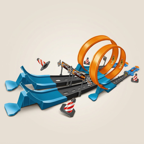 Sling Shot Racing Car Track – Kids Dual Launcher Loop Race Set