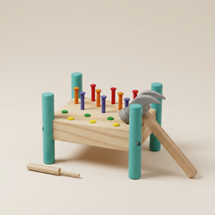 Montessori Hammer & Peg Toy – Wooden Tap Tap Bench for Fine Motor Skills