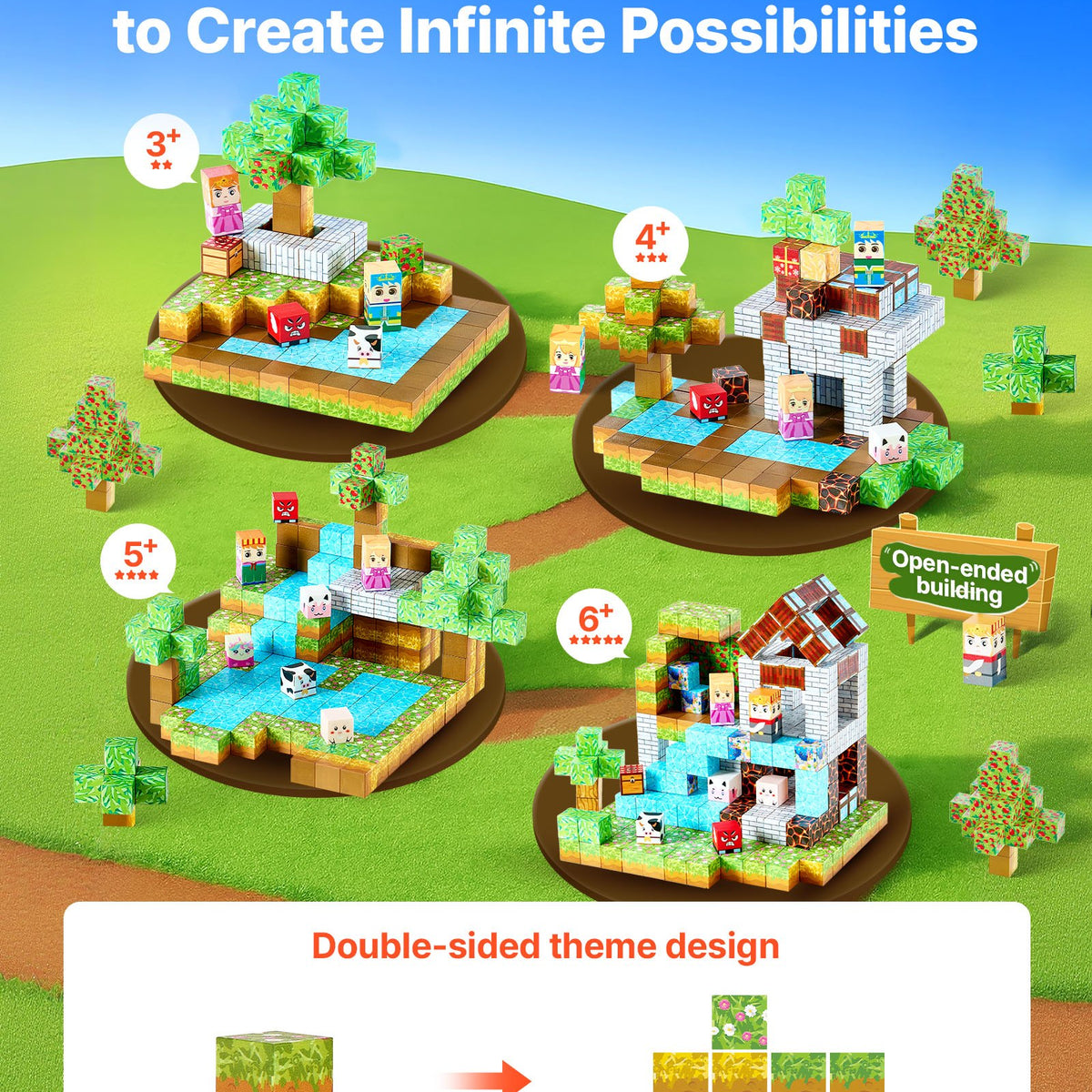 Montessori Forest Fortress Magnetic Building 150pc Blocks