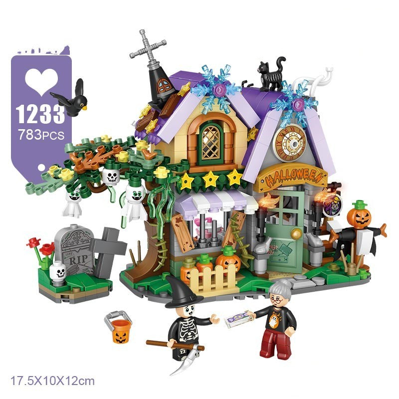 Halloween house micro brick model