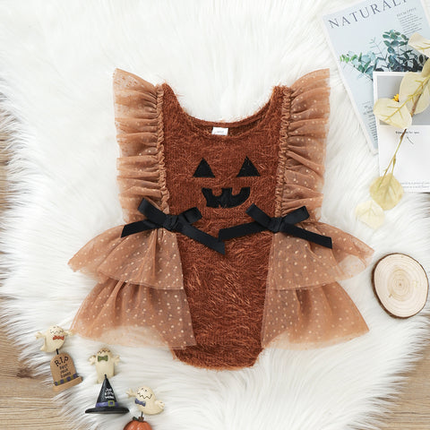 Baby pumpkin romper full view