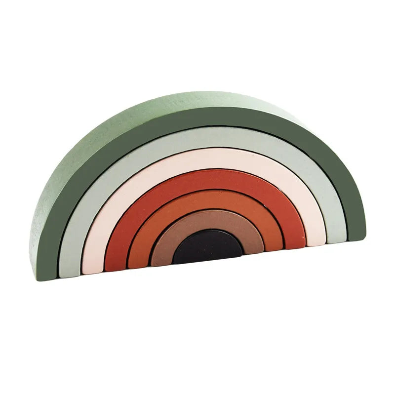 Colorful Wooden Rainbow Toy for Toddlers
