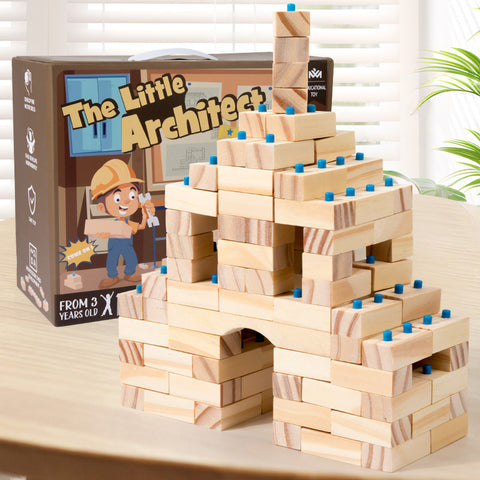 Montessori Wooden Building Blocks Set – Creative Construction Toy for Kids