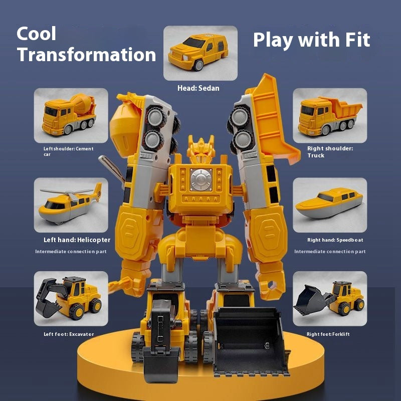 Magnetic Construction Toy Set - Transform Work Trucks into Giant Robot Hero for Creative Play, Includes 10 Vehicles, Non-Toxic Plastic 4