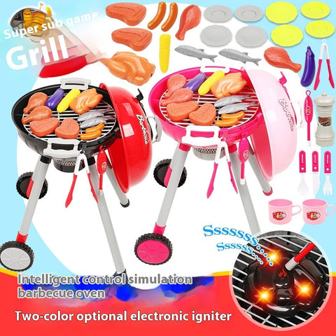 Kids BBQ Grill Play Set – Toy Barbecue Kitchen Cooking Set with Accessories