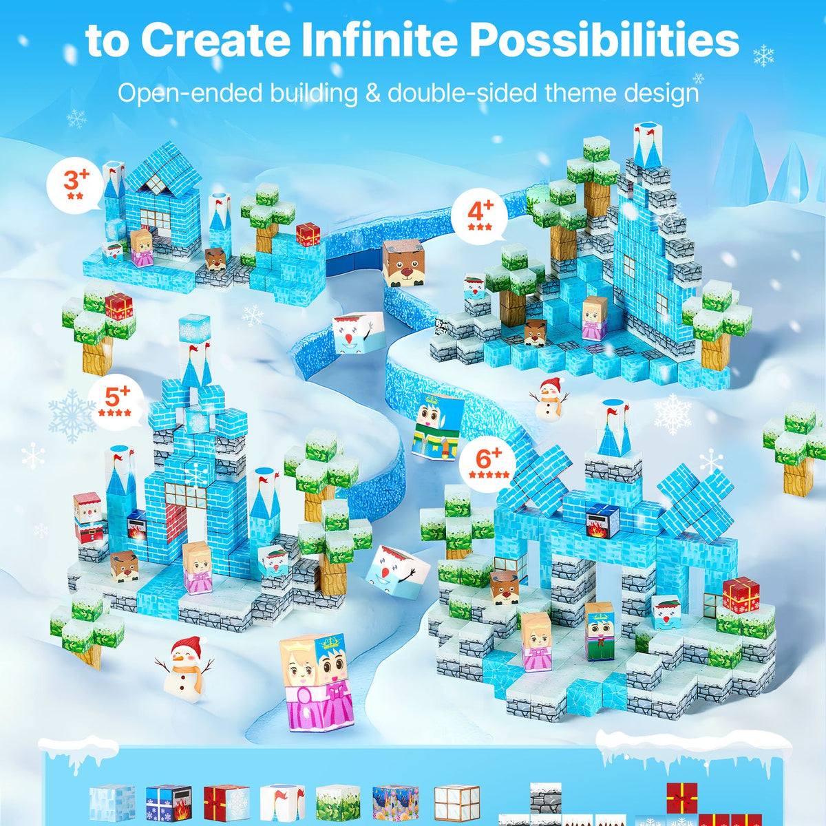 Montessori Frozen Fortress Magnetic Building 150pc Blocks