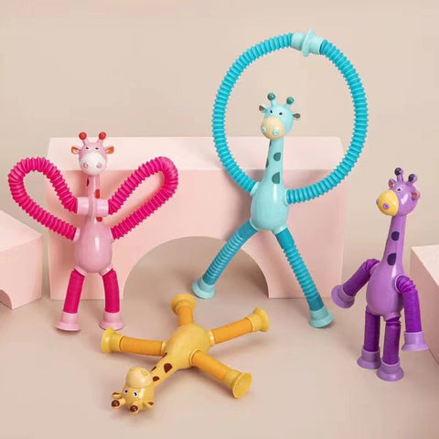 Stretchy Giraffe Fidget Toy – Suction Cup Sensory Tubes for Stress Relief