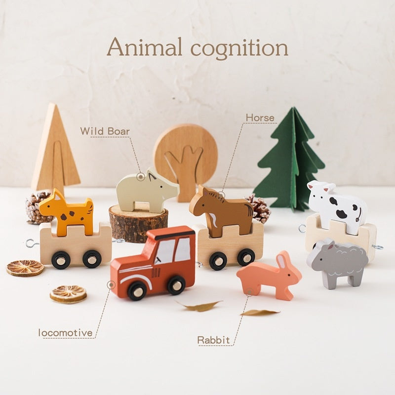 Wooden farm animal blocks