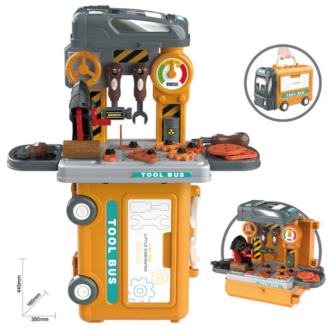 Kids Tool Bus Play Set – Transforming Workshop Toolbox Toy with Tools