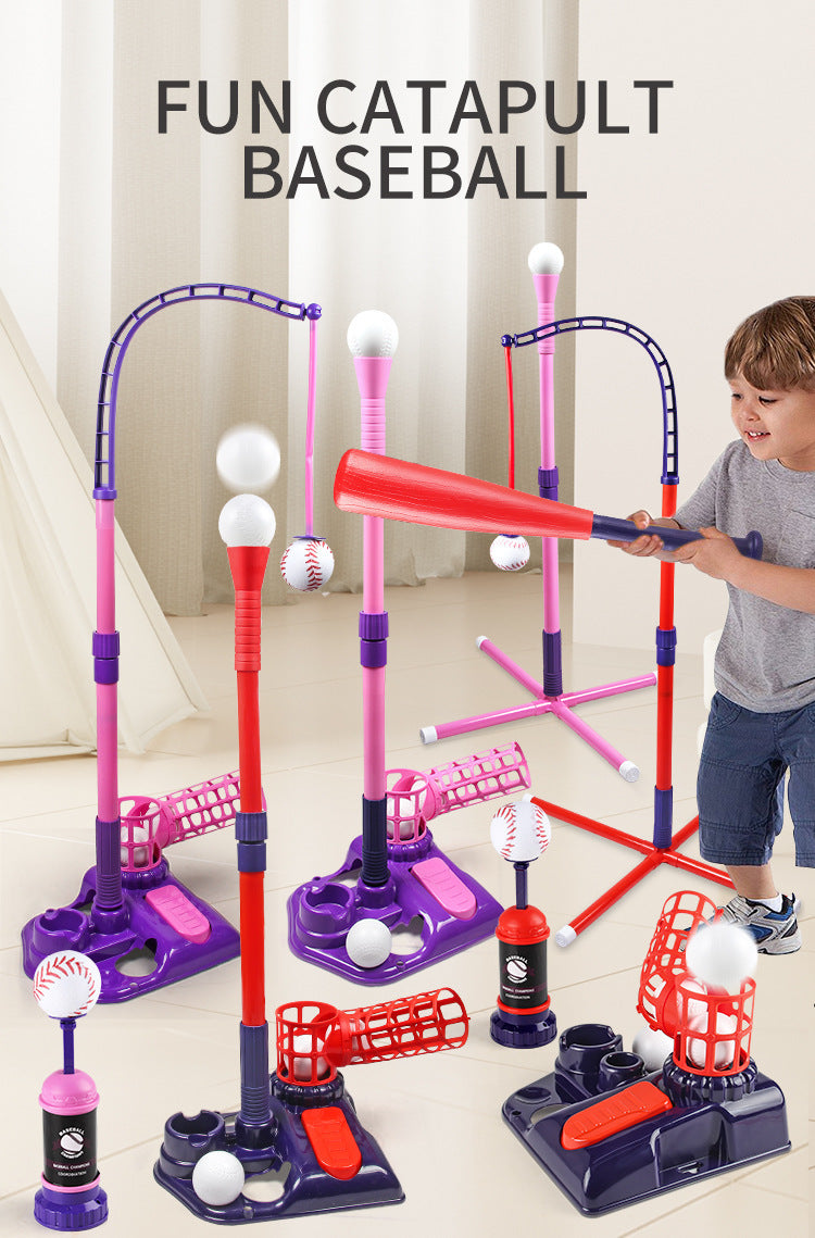 Child using the pedal baseball launcher