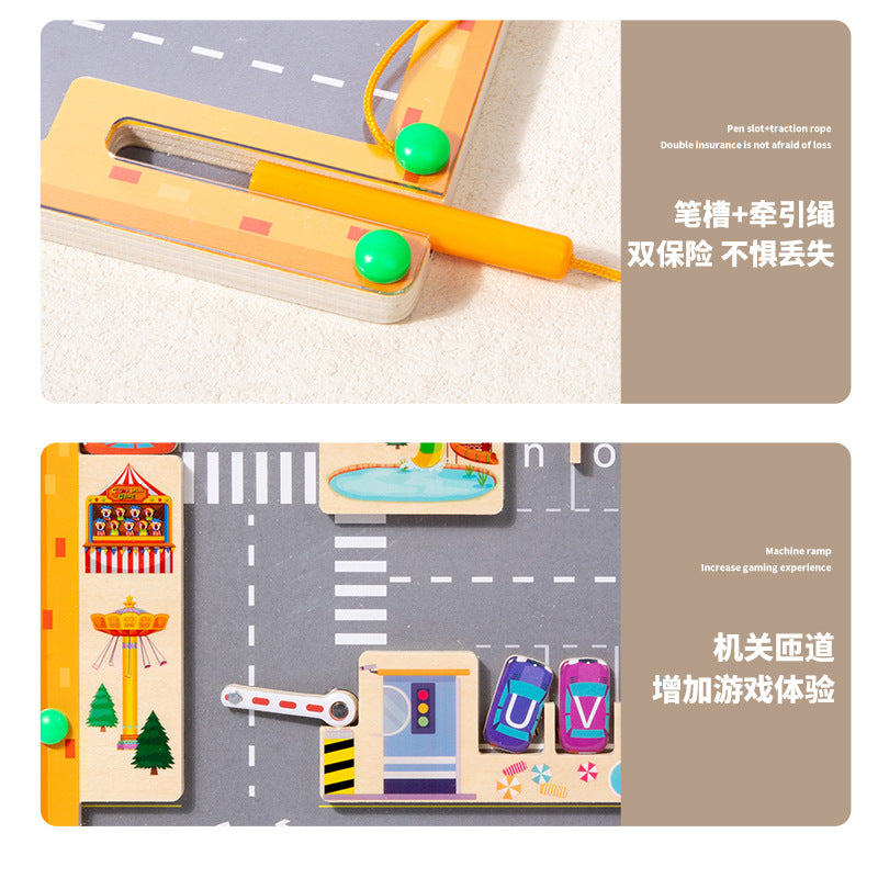 Alphabet Parking Game – Montessori Letter Learning Car Board Toy