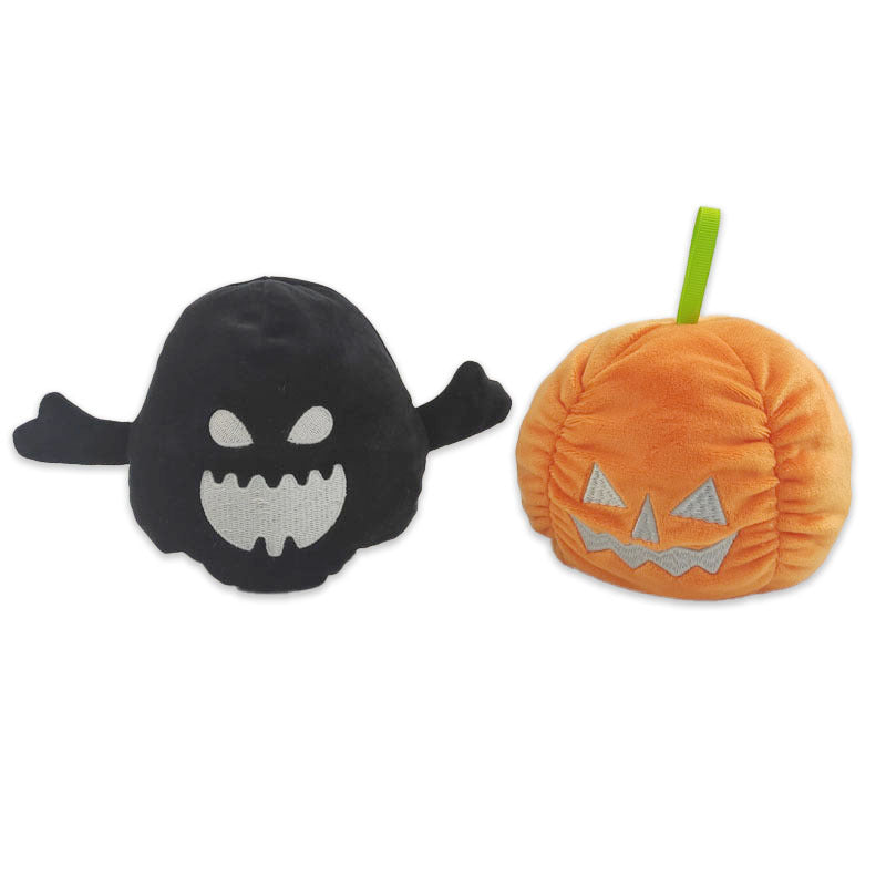 Two-sided flip plush showing both moods