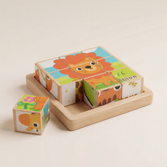 Montessori Wild Friends 6-Side Puzzle Blocks