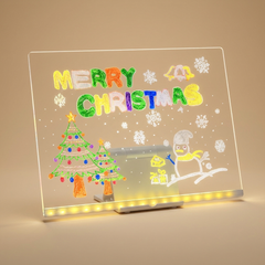 Light-up glow drawing board on a beige studio background