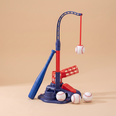 Children's pedal baseball launcher training set with bat and balls