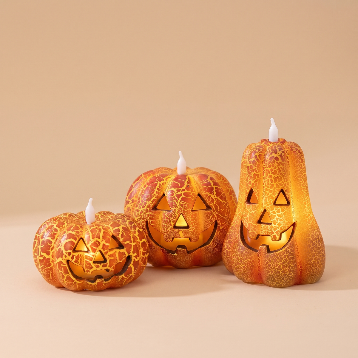 LED pumpkin lantern flameless jack-o-lantern candles in three sizes