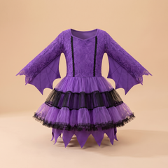 Purple bat wing witch dress kids Halloween costume