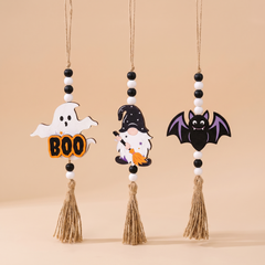 Halloween hanging pendant ornaments: BOO ghost, witch gnome and bat