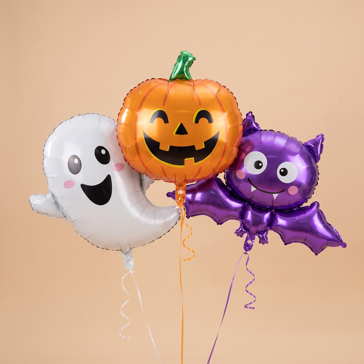 Halloween foil balloon set with pumpkin, ghost and bat balloons