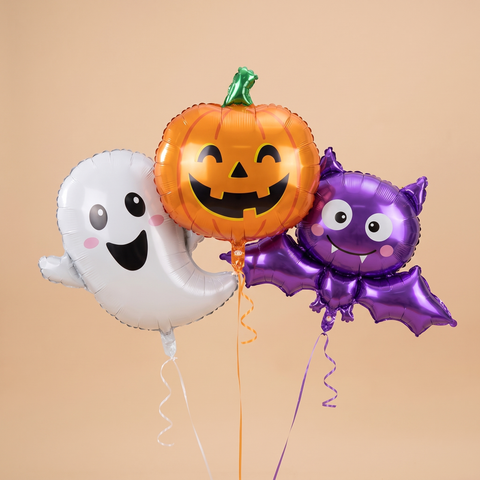 Halloween foil balloon set with pumpkin, ghost and bat balloons